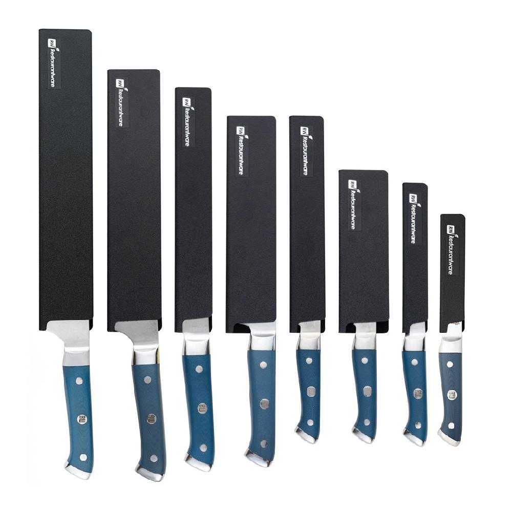 restaurantware Sensei Black Plastic Knife Blade Cover / Guard Set - 8-Piece - 1 count box