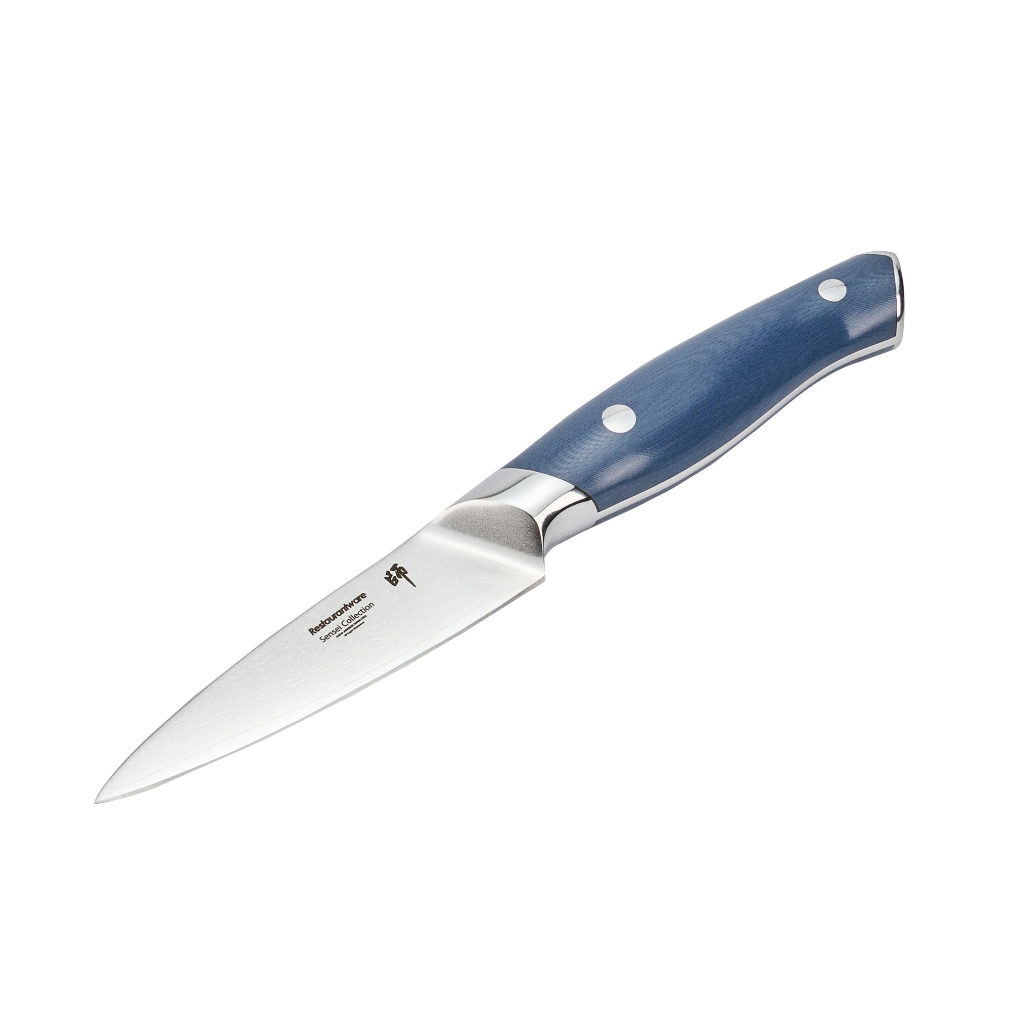 restaurantware Sensei Blue Damascus Steel 3" Paring Knife - 1 count box