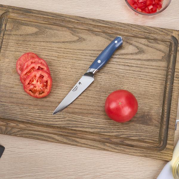 Restaurantware Sensei Blue Damascus Steel 5" Utility Knife - 1 Count Box