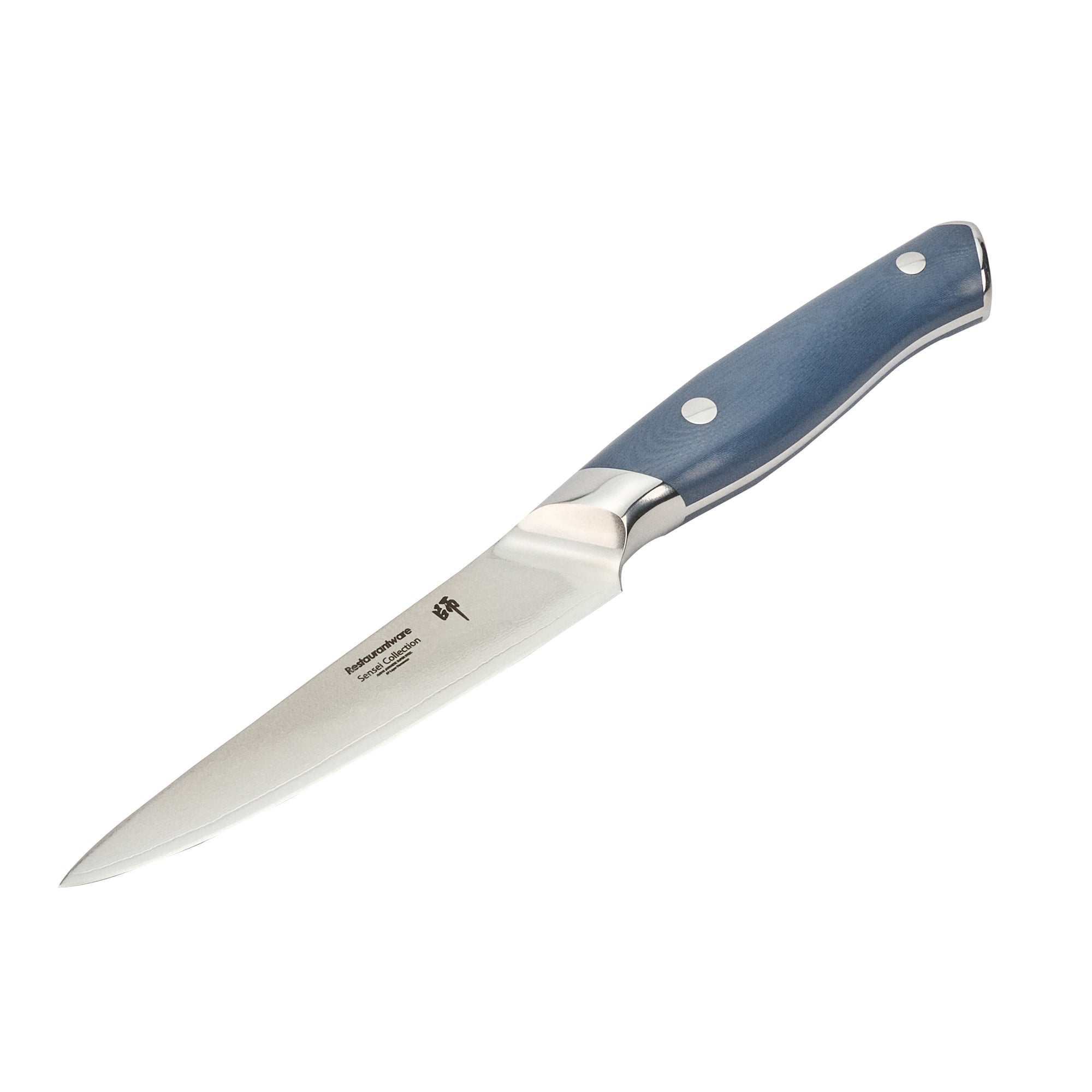 restaurantware Sensei Blue Damascus Steel 5" Utility Knife - 1 count box