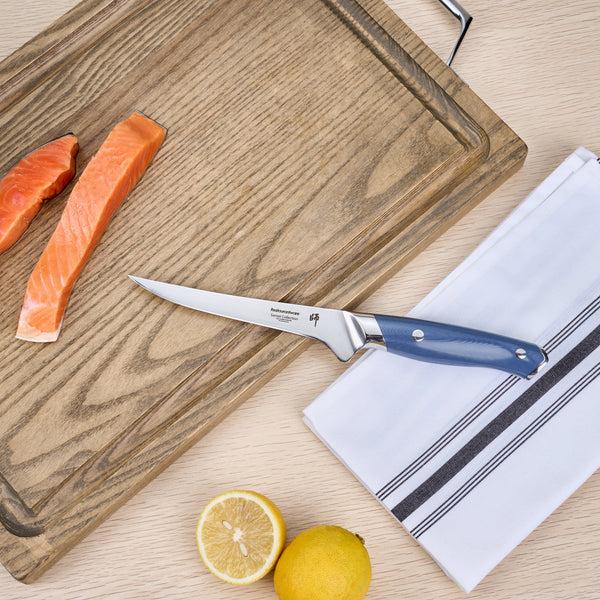 Restaurantware Sensei Blue Damascus Steel 6" Boning Knife - 1 Count Box