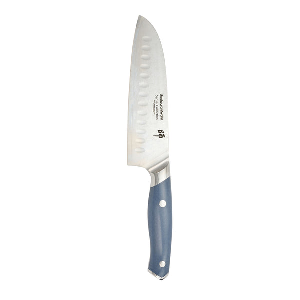 Restaurantware Sensei Blue Damascus Steel 7" Santoku Knife - 1 Count Box