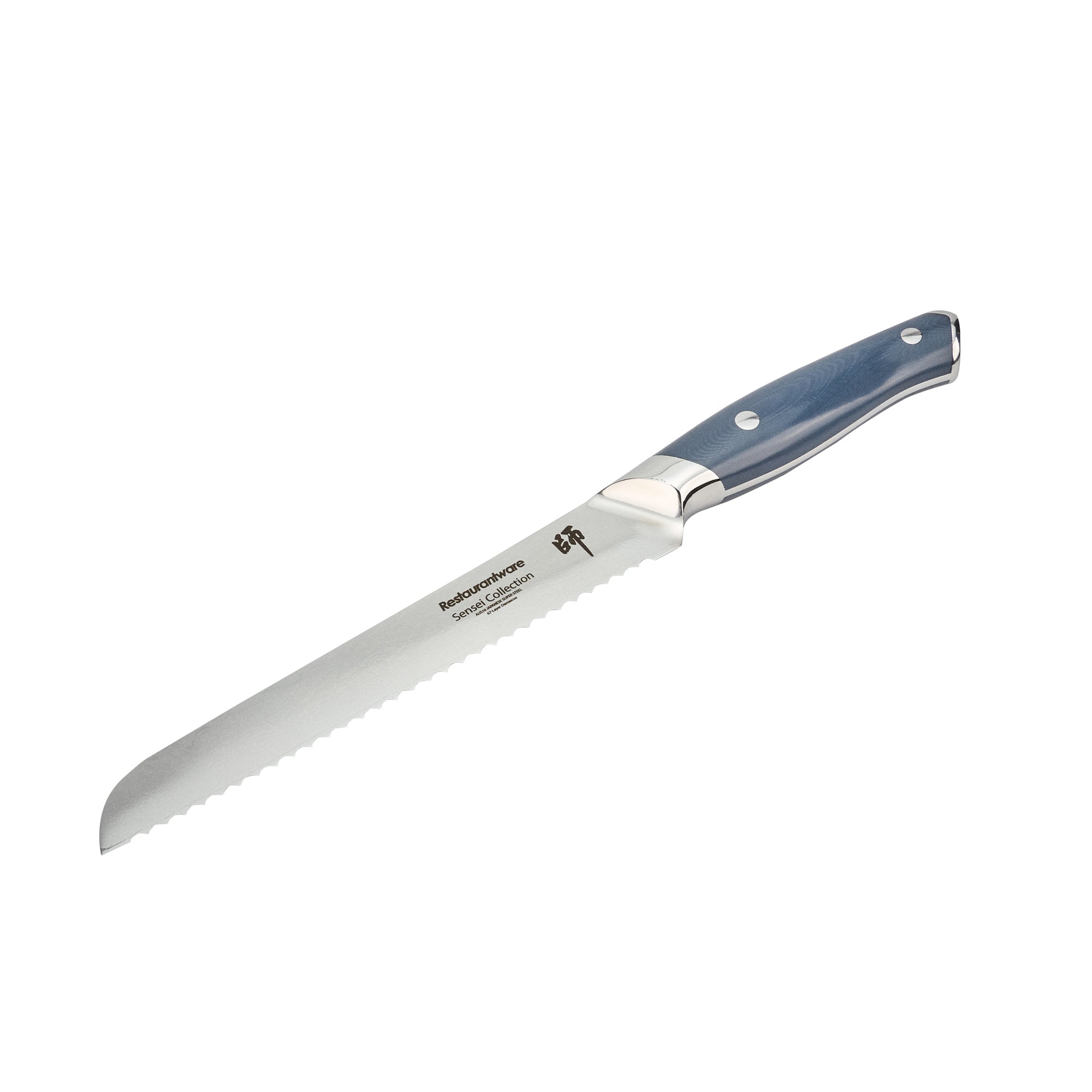 restaurantware Sensei Blue Damascus Steel 8" Bread Knife - 1 count box