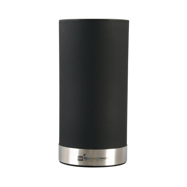 Restaurantware Sensei Round Black Knife Block - Soft Touch - 4 1/4" X 4 1/4" X 9" - 1 Count Box