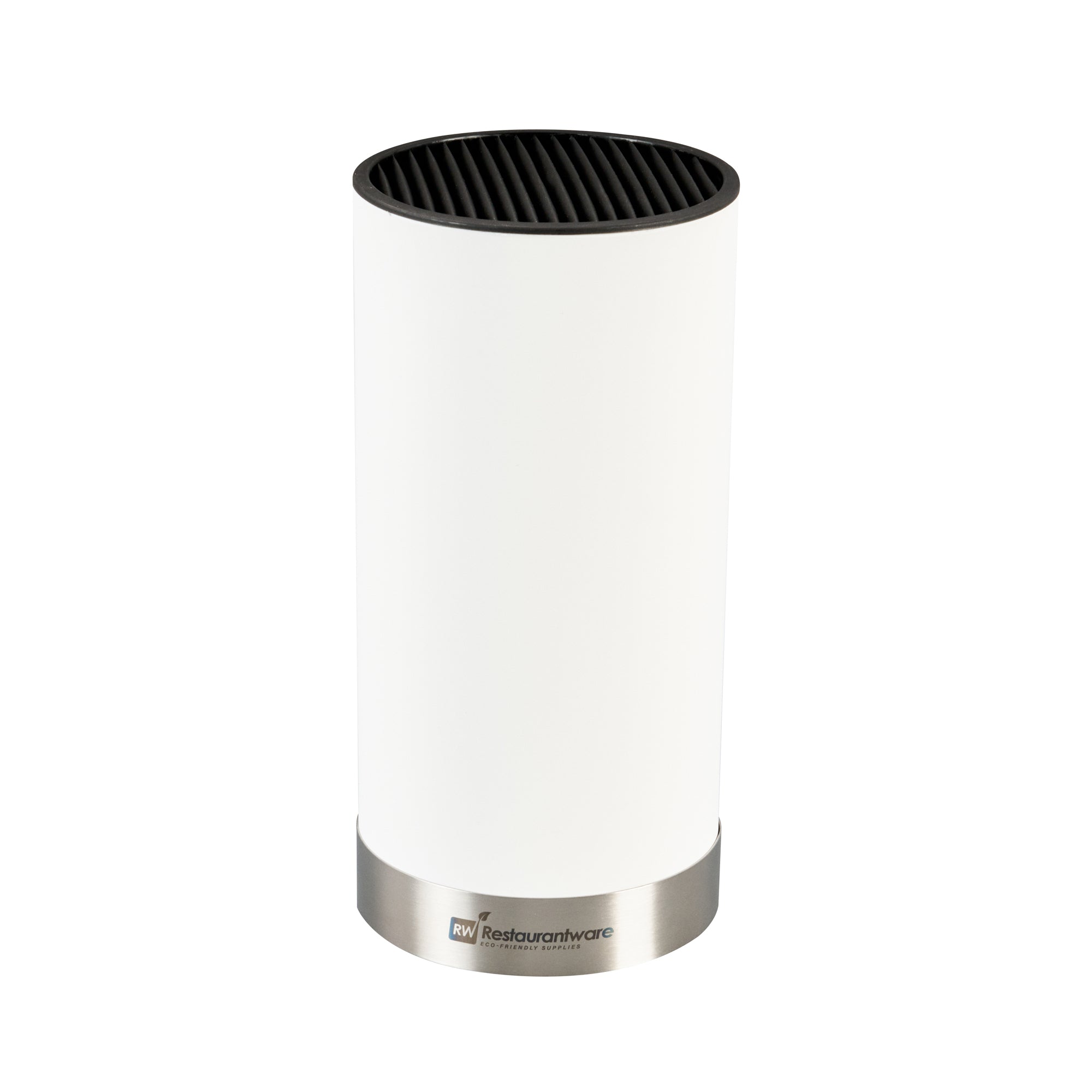 restaurantware Sensei Round White Knife Block - Soft Touch - 4 1/4" x 4 1/4" x 9" - 1 count box