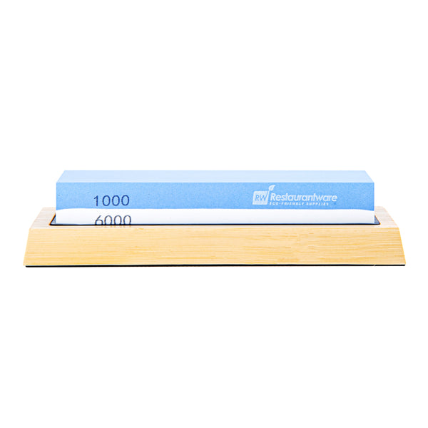 Restaurantware Sensei Whetstone Knife Sharpening Set - 1000/6000 Non-Slip Base - 1 Count Box