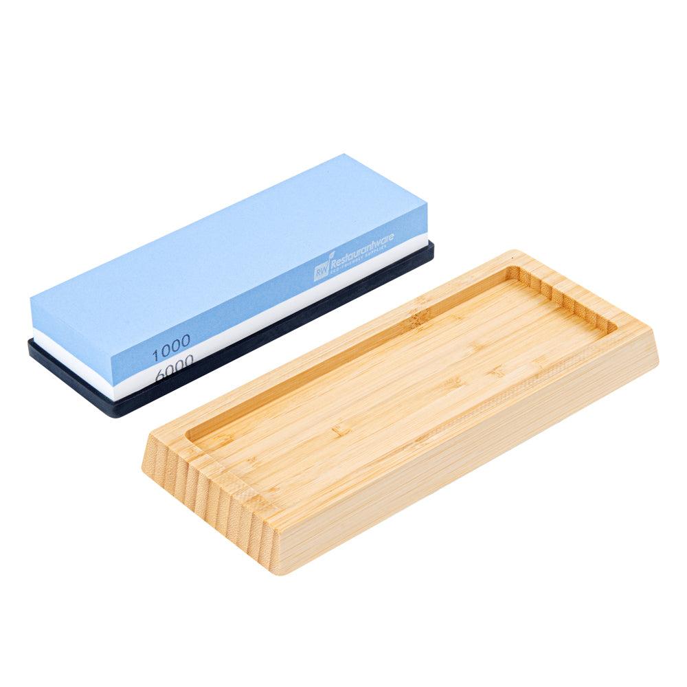 restaurantware Sensei Whetstone Knife Sharpening Set - 1000/6000 Non-Slip Base - 1 count box