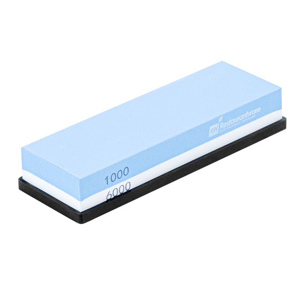 Restaurantware Sensei Whetstone Knife Sharpening Set - 1000/6000 Silicone Holder - 1 Count Box