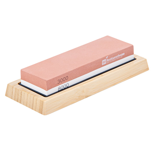 Restaurantware Sensei Whetstone Knife Sharpening Set - 3000/8000 Non-Slip Base - 1 Count Box