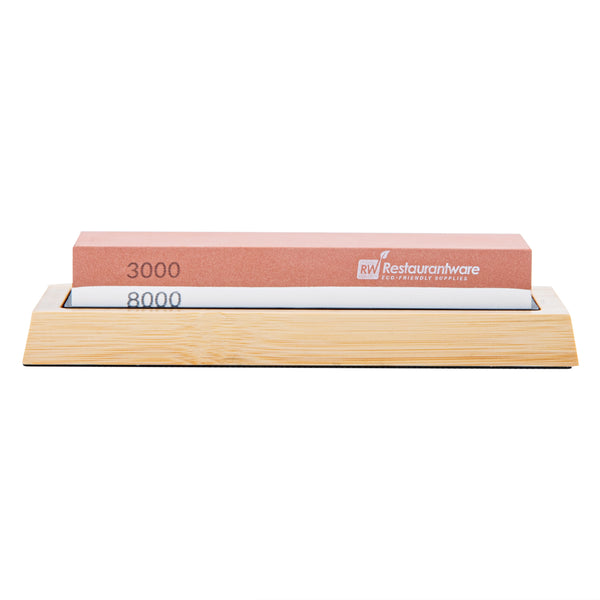 Restaurantware Sensei Whetstone Knife Sharpening Set - 3000/8000 Non-Slip Base - 1 Count Box