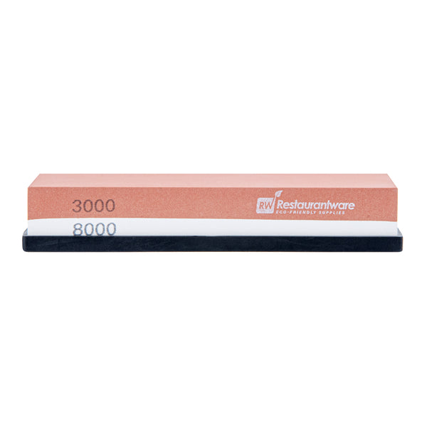 Restaurantware Sensei Whetstone Knife Sharpening Set - 3000/8000 Silicone Holder - 1 Count Box