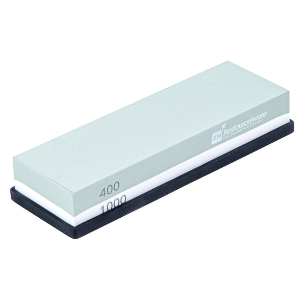 Restaurantware Sensei Whetstone Knife Sharpening Set - 400/1000 Silicone Holder - 1 Count Box