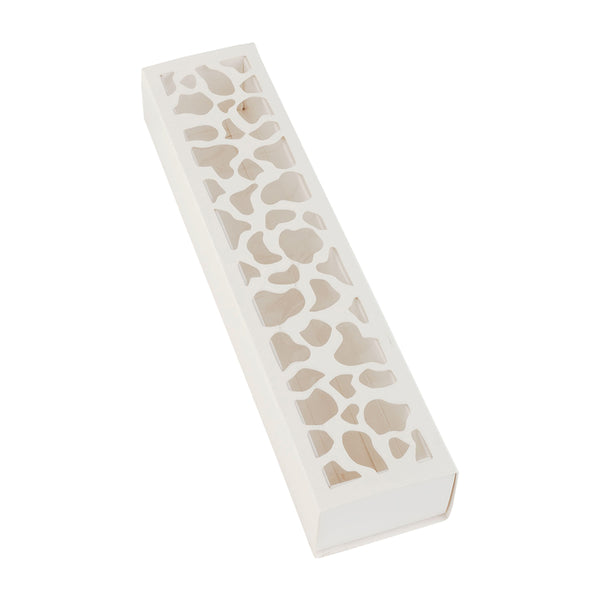 Restaurantware Sentiero Rectangle White Paper Macaron Box - Holds 5 Macarons - 10" X 2 1/4" X 1 1/2" - 100 Count Box