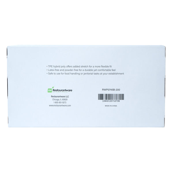 Restaurantware Serve Secure Black TPE Hybrid Plastic Extra Large Foodservice Gloves - Latex Free Powder Free - 10 1/4" X 9 3/4" - 1000 Count Box