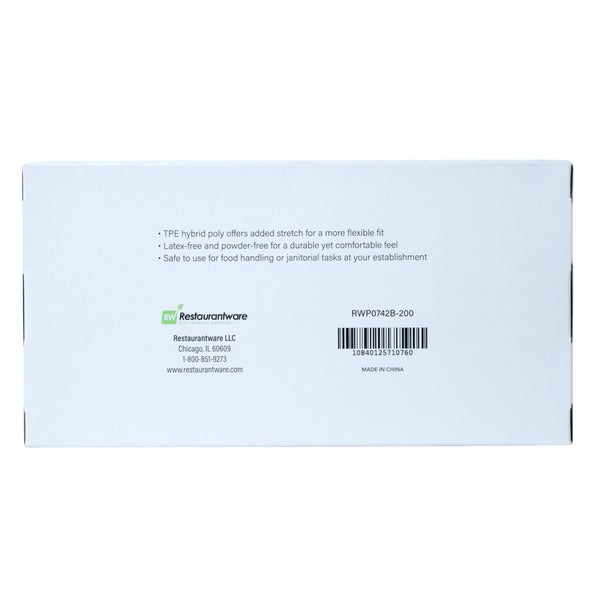 Restaurantware Serve Secure Black TPE Hybrid Plastic Small Foodservice Gloves - Latex Free Powder Free - 10" X 8 1/4" - 1000 Count Box