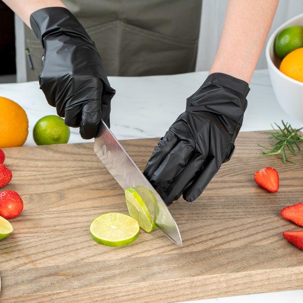 Restaurantware Serve Secure Black TPE Hybrid Plastic XXL Foodservice Gloves - Latex Free Powder Free - 10 1/4" X 10 1/2" - 1000 Count Box