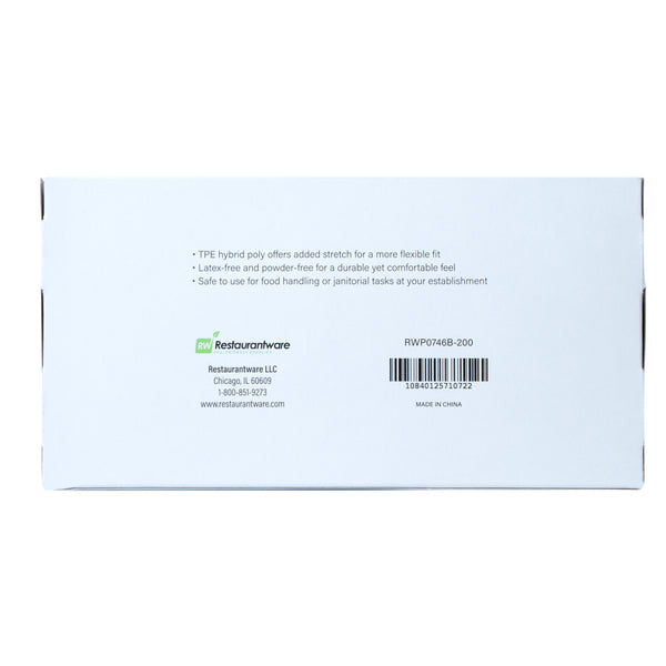 Restaurantware Serve Secure Black TPE Hybrid Plastic XXL Foodservice Gloves - Latex Free Powder Free - 10 1/4" X 10 1/2" - 1000 Count Box