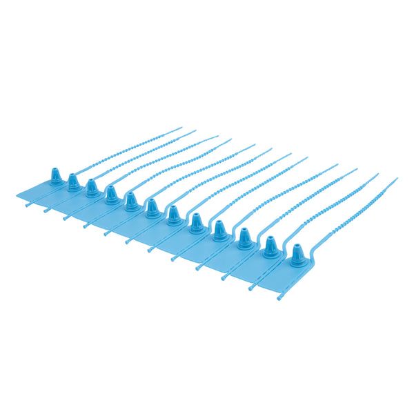 Restaurantware Serve Secure Blue Security Zip Tie - Tamper-Evident - 7 3/4" - 100 Count Box