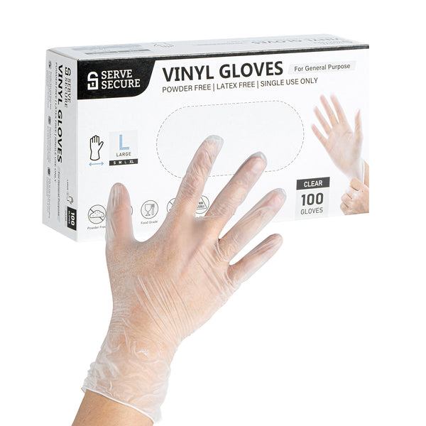 Restaurantware Serve Secure Clear Extra Large Vinyl Gloves - Powder-Free Latex-Free - 9" X 4 1/2" - 1000 Count Box