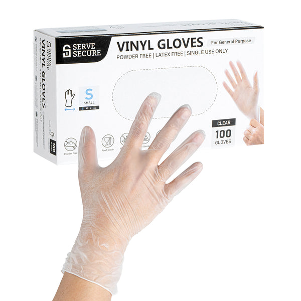 Restaurantware Serve Secure Clear Small Vinyl Gloves - Powder-Free Latex-Free - 9" X 3 1/4" - 1000 Count Box