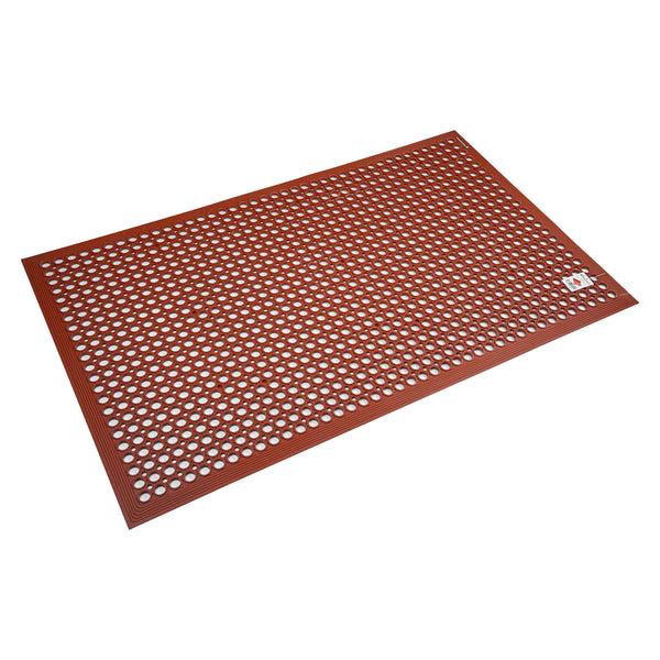 Restaurantware Serve Secure Red Rubber Floor Mat - Anti-Fatigue Grease-Resistant - 60" X 36" X 1/2" - 1 Count Box