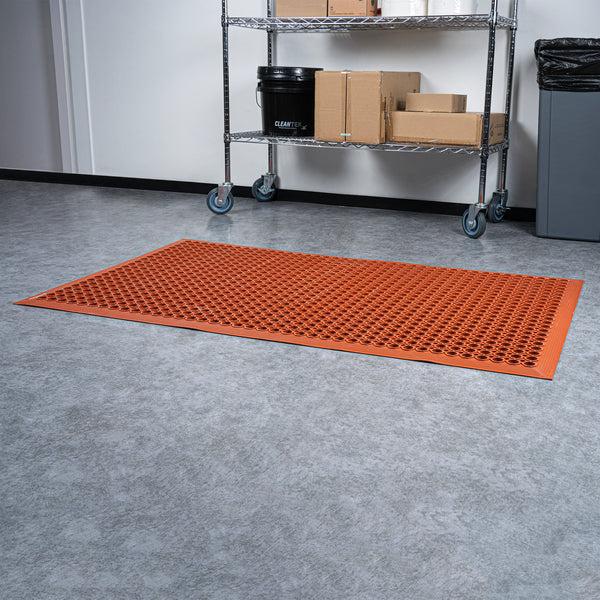 Restaurantware Serve Secure Red Rubber Floor Mat - Anti-Fatigue Grease-Resistant - 60" X 36" X 1/2" - 1 Count Box