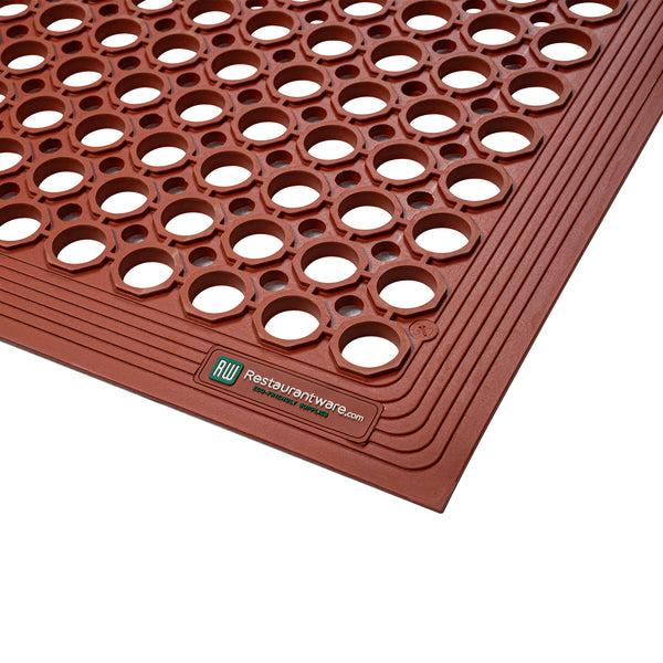 Restaurantware Serve Secure Red Rubber Floor Mat - Anti-Fatigue Grease-Resistant - 36" X 24" X 1/2" - 1 Count Box