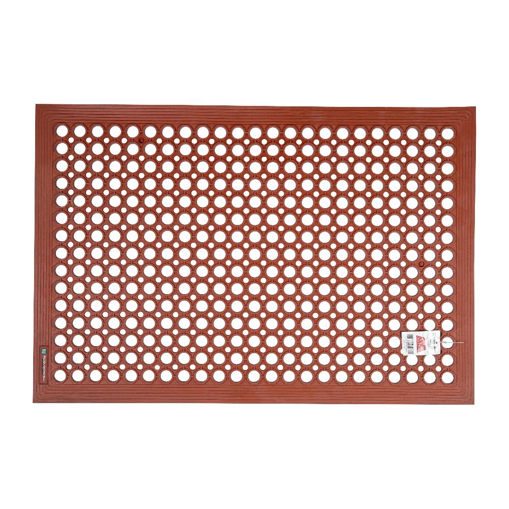 restaurantware Serve Secure Red Rubber Floor Mat - Anti-Fatigue Grease-Resistant - 36" x 24" x 1/2" - 1 count box