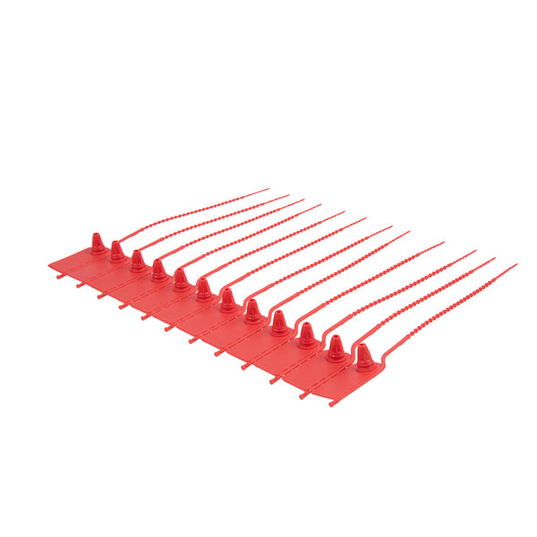 Restaurantware Serve Secure Red Security Zip Tie - Tamper-Evident - 7 3/4" - 100 Count Box