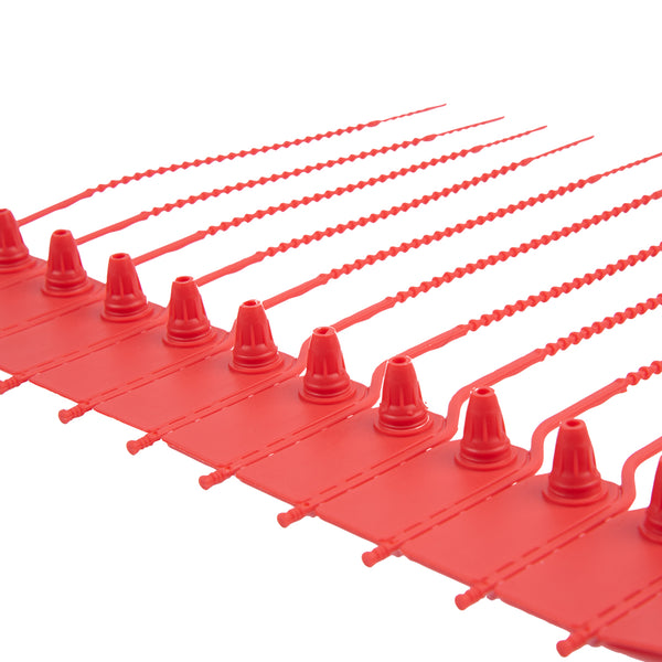 Restaurantware Serve Secure Red Security Zip Tie - Tamper-Evident - 7 3/4" - 100 Count Box