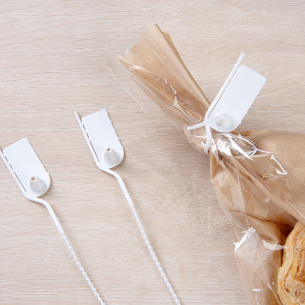 Restaurantware Serve Secure White Security Zip Tie - Tamper-Evident - 7 3/4" - 100 Count Box