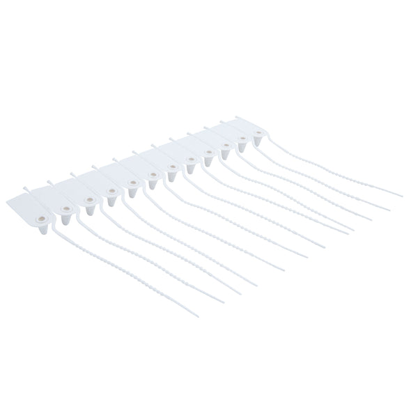 Restaurantware Serve Secure White Security Zip Tie - Tamper-Evident - 7 3/4" - 100 Count Box