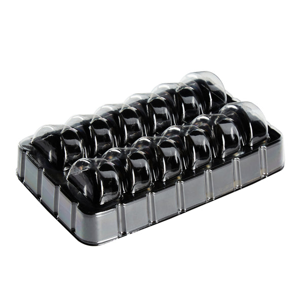 Restaurantware Shock Safe Rectangle Black Plastic Macaron Take Out Box - Fits 12 Macarons - 11" X 4 1/2" X 2" - 100 Count Box