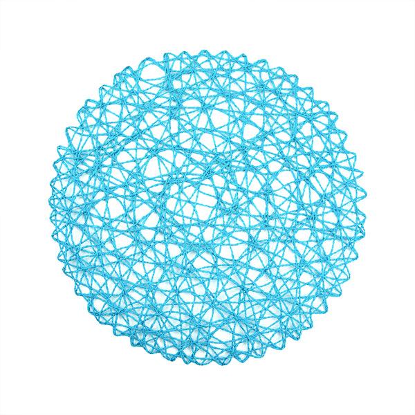Restaurantware Spinweave Round Cerulean Blue Paper Handmade Placemat - Semi-Disposable - 15" X 15" - 6 Count Box