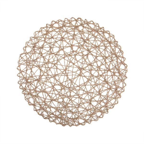 Restaurantware Spinweave Round Gray Paper Handmade Placemat - Semi-Disposable - 15" X 15" - 6 Count Box