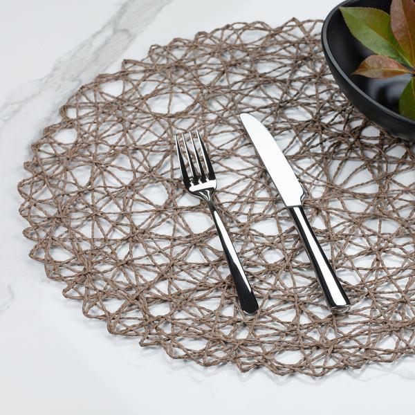 Restaurantware Spinweave Round Gray Paper Handmade Placemat - Semi-Disposable - 15" X 15" - 6 Count Box