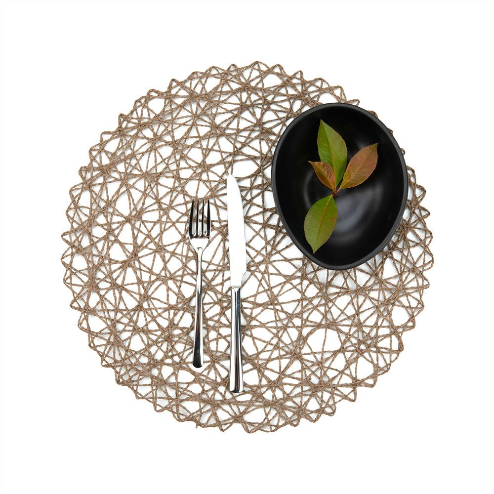 restaurantware Spinweave Round Gray Paper Handmade Placemat - Semi-Disposable - 15" x 15" - 6 count box