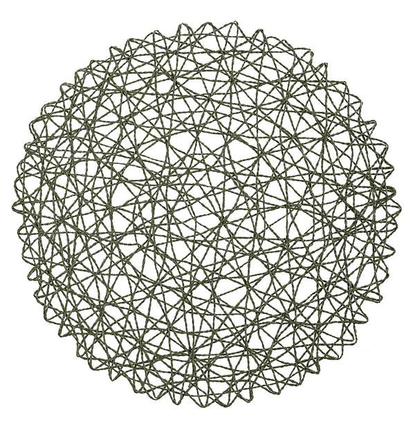 Restaurantware Spinweave Round Green Paper Handmade Placemat - Semi-Disposable - 15" X 15" - 6 Count Box