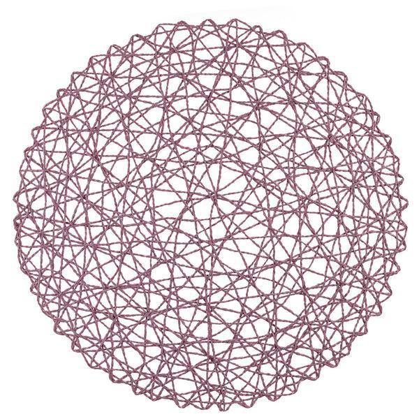Restaurantware Spinweave Round Pink Paper Handmade Placemat - Semi-Disposable - 15" X 15" - 6 Count Box