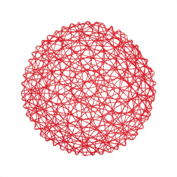 Restaurantware Spinweave Round Red Paper Handmade Placemat - Semi-Disposable - 15" X 15" - 6 Count Box
