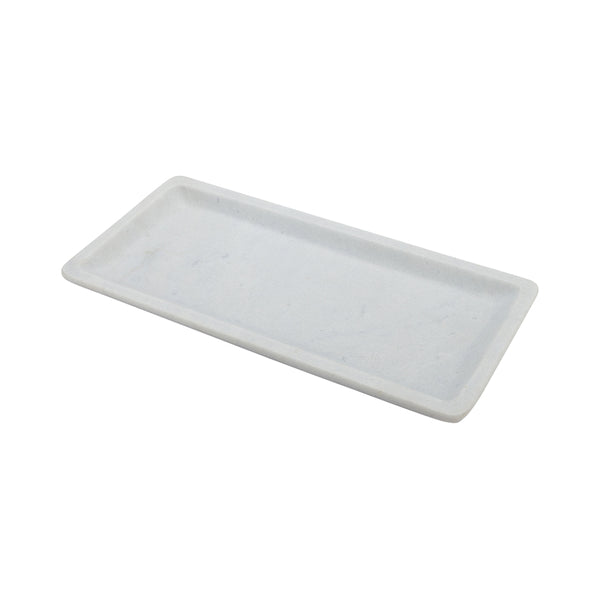 Restaurantware Stone Tek Rectangle White Marble Small Serving Plate - Italian - 9 3/4" X 4 3/4" X 3/4" - 1 Count Box