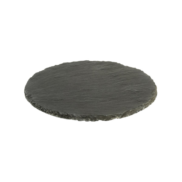 Restaurantware Stone Tek Round Black Slate Serving Plate - 7 3/4" X 7 3/4" - 10 Count Box