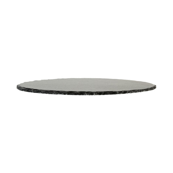 Restaurantware Stone Tek Round Black Slate Serving Plate - 9 3/4" X 9 3/4" - 4 Count Box