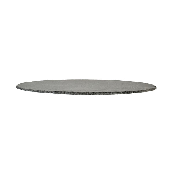 Restaurantware Stone Tek Round Black Slate Serving Tray - 11 3/4" X 11 3/4" - 4 Count Box