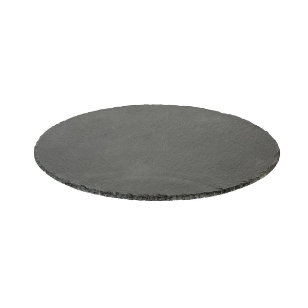 Restaurantware Stone Tek Round Black Slate Serving Tray - 11 3/4" X 11 3/4" - 4 Count Box