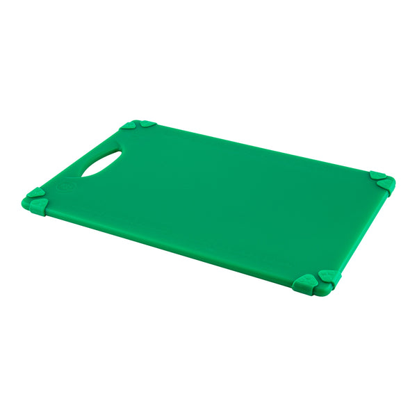 Restaurantware Sure Grip Green Plastic Cutting Board - Non-Slip Measurement Markers Carrying Handle - 12" X 18" - 1 Count Box