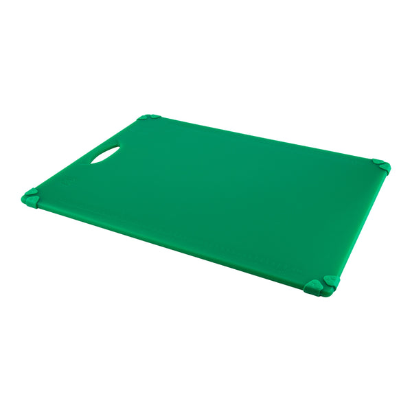 Restaurantware Sure Grip Green Plastic Cutting Board - Non-Slip Measurement Markers Carrying Handle - 18" X 24" - 1 Count Box