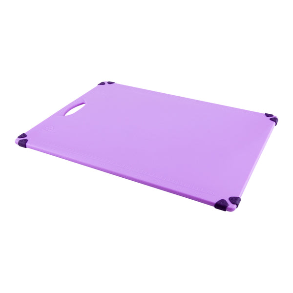 Restaurantware Sure Grip Purple Plastic Cutting Board - Allergen Safe Non-Slip Measurement Markers Carrying Handle - 18" X 24" - 1 Count Box