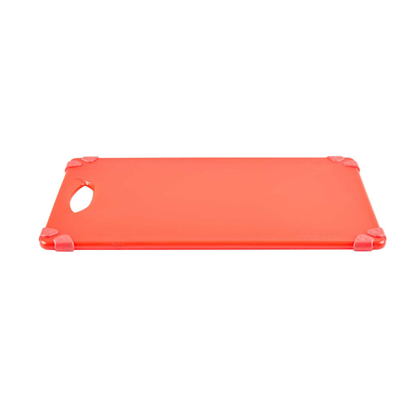 Restaurantware Sure Grip Red Plastic Cutting Board - Non-Slip Measurement Markers Carrying Handle - 12" X 18" - 1 Count Box