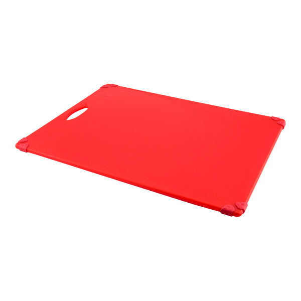 Restaurantware Sure Grip Red Plastic Cutting Board - Non-Slip Measurement Markers Carrying Handle - 18" X 24" - 1 Count Box